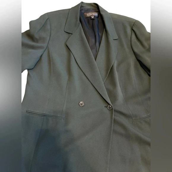 Linda Allard Ellen Tracy Saks Fifth Avenue Dark Green Double Breasted Blazer 20 - Picture 2 of 7